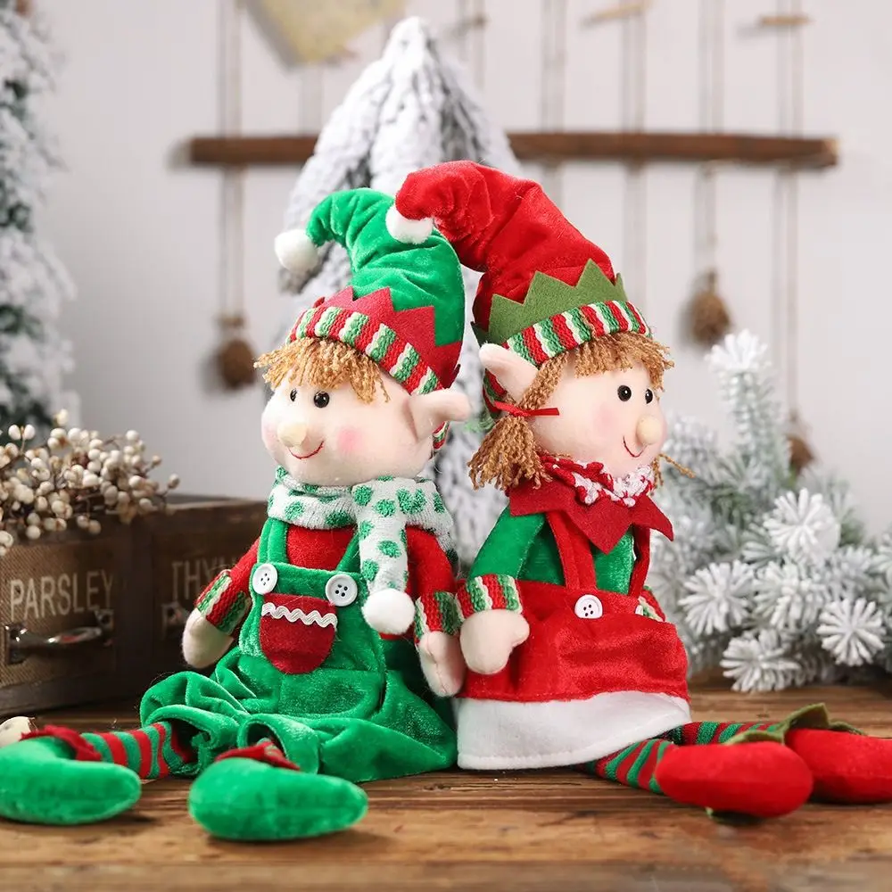 

New Year Cute Sitting Posture Hanging Leg Gift Boys and Girl Elf Christmas Decoration Stuffed