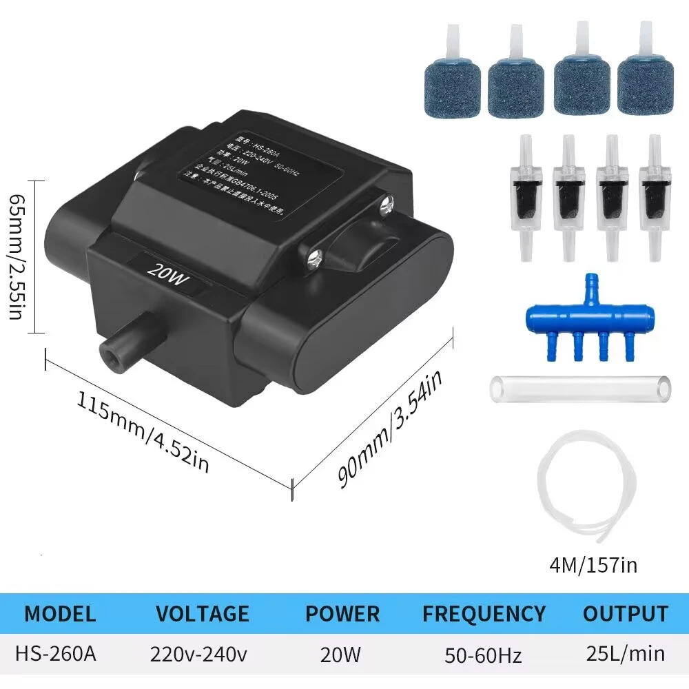 20W/30W Powerful Aquarium Pump Adjustable Fish Oxygen Aerator Pump 4 Outlets Accessories for Aquariums Fish Tanks Hydroponic