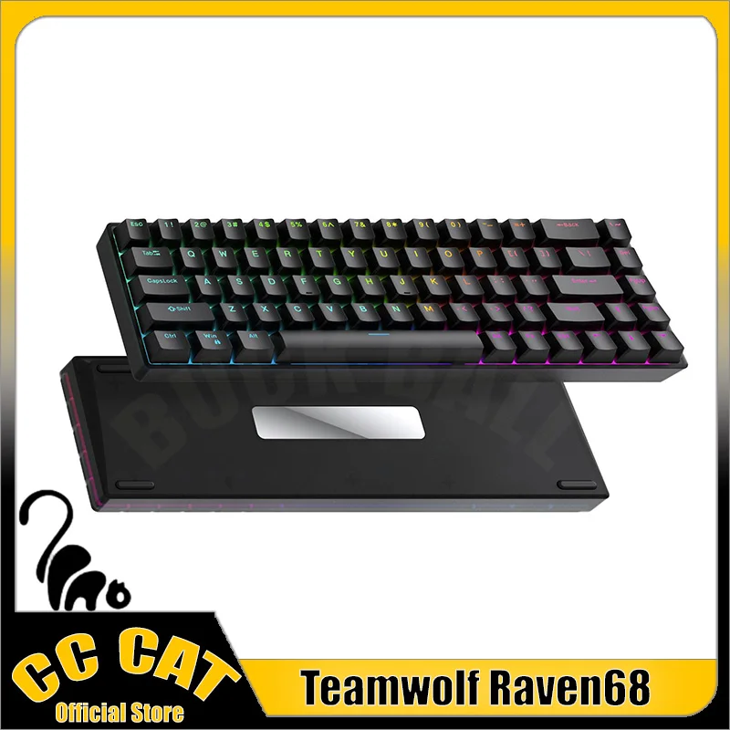 Imagem -02 - Teamwolf Raven68 Interruptores Magnéticos Teclado Gatilho Rápido Mecânico com Fio 8k Rgb Backlight E-sports Jogos Teclado Personalizado