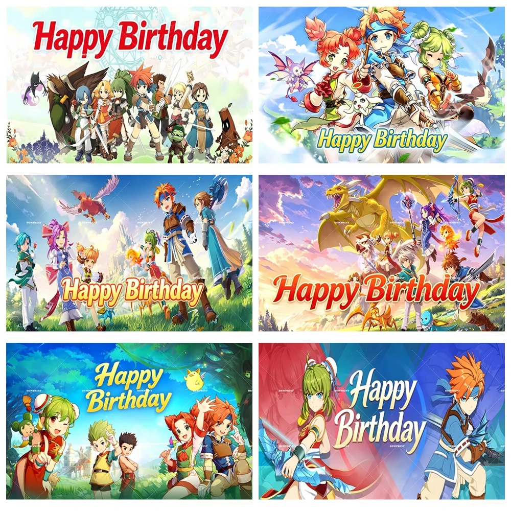 Fantasy Cross Birthday party Backdrop Background Monster Pet Portal Gate Magic Town Cake Photo Booth Kids Teens Gamers Banner