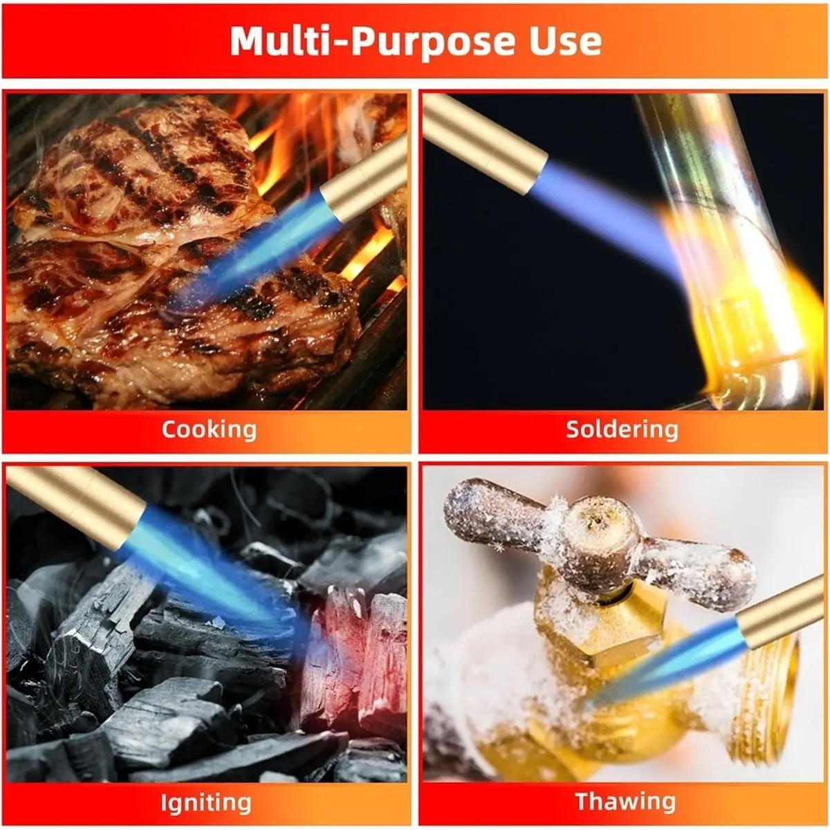 2026 New Propane Torch Head, Manual Solid Brass Brazing Torch , Blow Torch for Soldering, Brazing, Welding (Only Torch), 1PC
