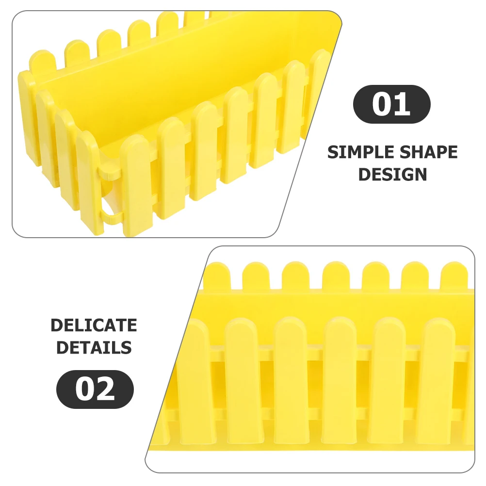 

2 Pcs Yellow Rectangular Fence Planters Durable Plastic Boxes for Bonsai Cactus Succulent Garden Vegetables Herbs Window Flower