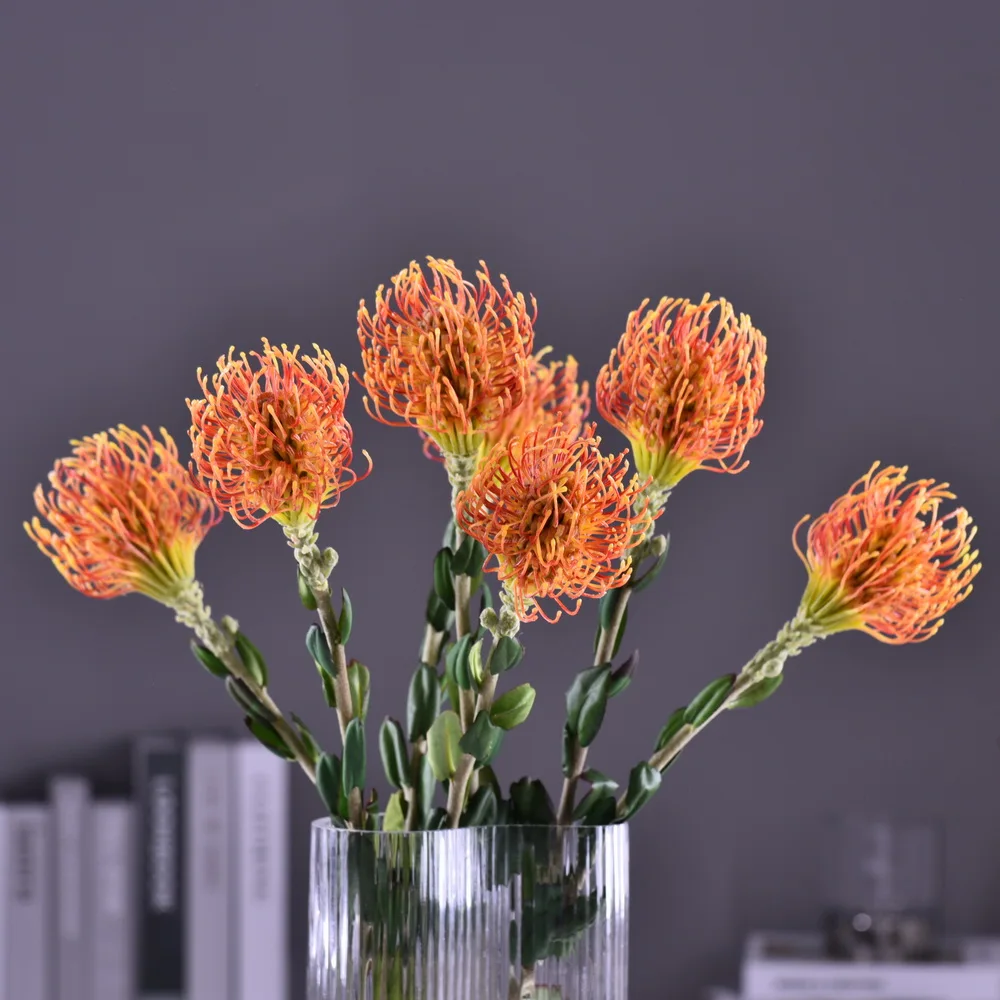 

MBF Leucospermum Artificial Flowers Branch High Quality For Living Room Party Wedding Decoration Plastic Fake Flower Arrangement