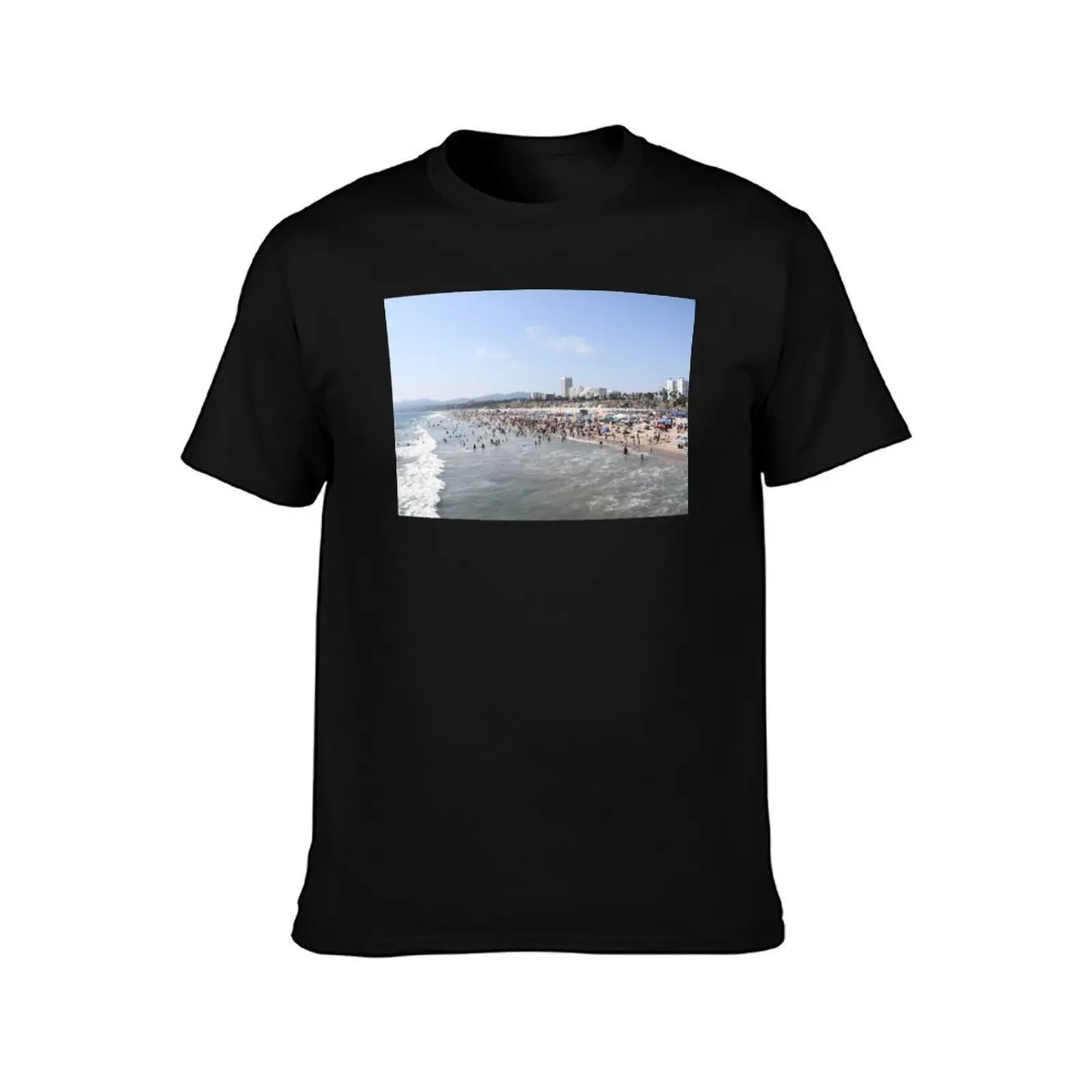 Santa Monica Beach T-Shirt, Summer Casual Cotton Tee, Oversized Streetwear Tops, Vintage Graphic Print, Loose Fit Short Sleeve