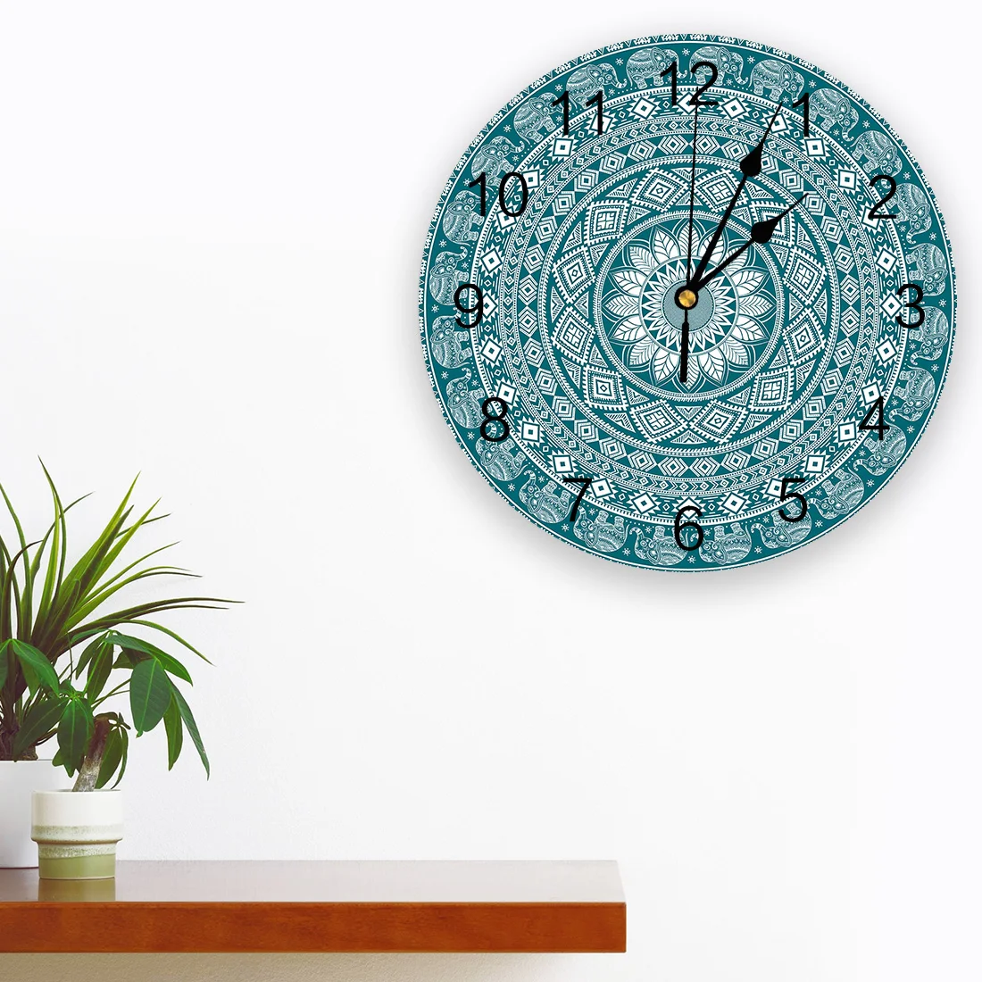 Bohemian Green Mandala 3D Wall Clock Modern Design Brief Living Room Decoration Kitchen Clock Art Wall Watch Home Decor