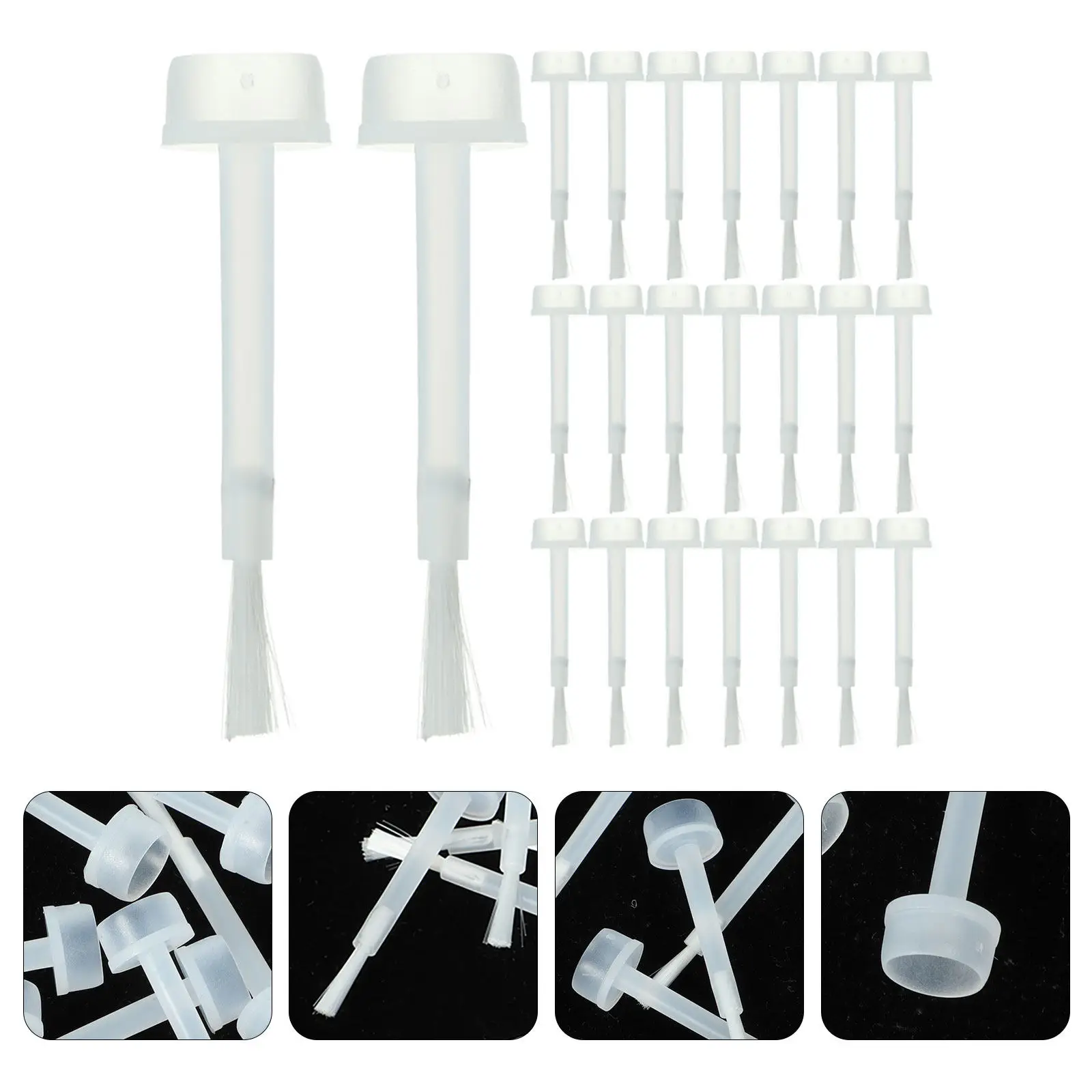 

200Pcs Long Round Nail Polish Replacement Brush Smooth Soft Bristles Easy to Use Install on Lid Manicure Tool Nail Polish Gel