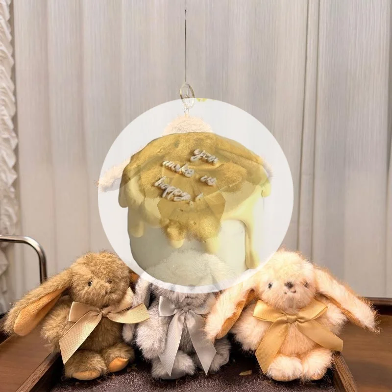 1Pc Cute Love Pompom Rabbit Stuffed Trinket Keychain Keyring Girl Bag Car Phone Pendant Gift