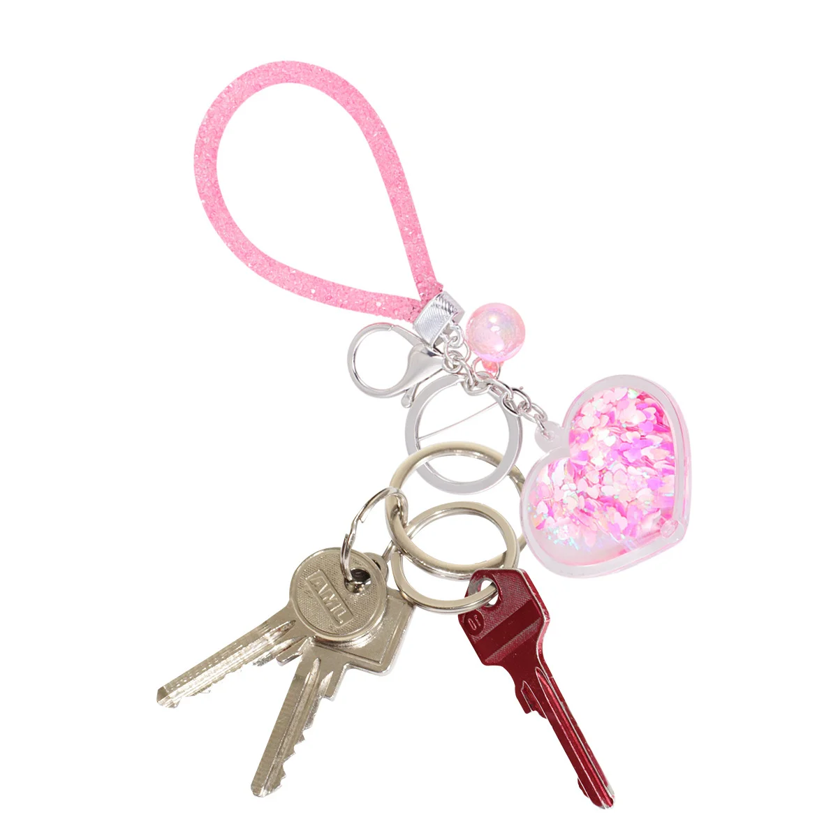 2 قطعة سلسلة المفاتيح الترتر قلادة الحب القلب حقيبة مفتاح حامل الإبداعية هدية عيد ميلاد عيد الميلاد المفاتيح قلادة #5
