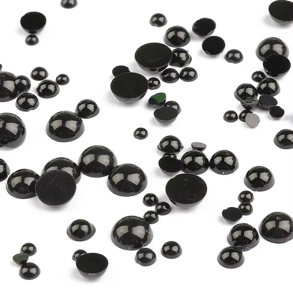 100-500Pcs New 3-8mm Half Round Beads Plastic Black Round Eyes Accessories DIY Crafts Eye Bead Children