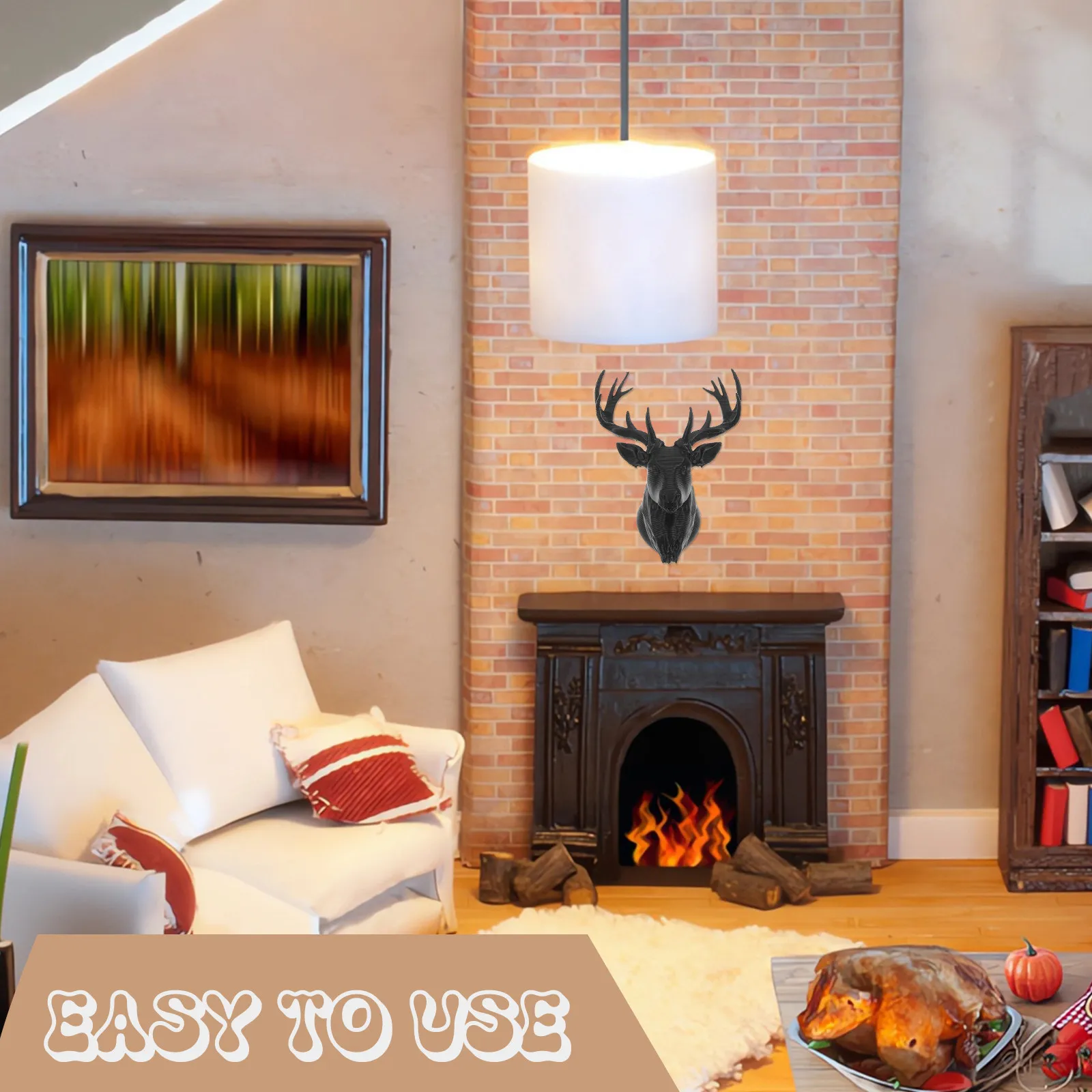 

Mini Plastic Deer Head Wall Decor Boho Style Reindeer Wall Mount Sculpture for Living Room Bedroom Miniature Ornament