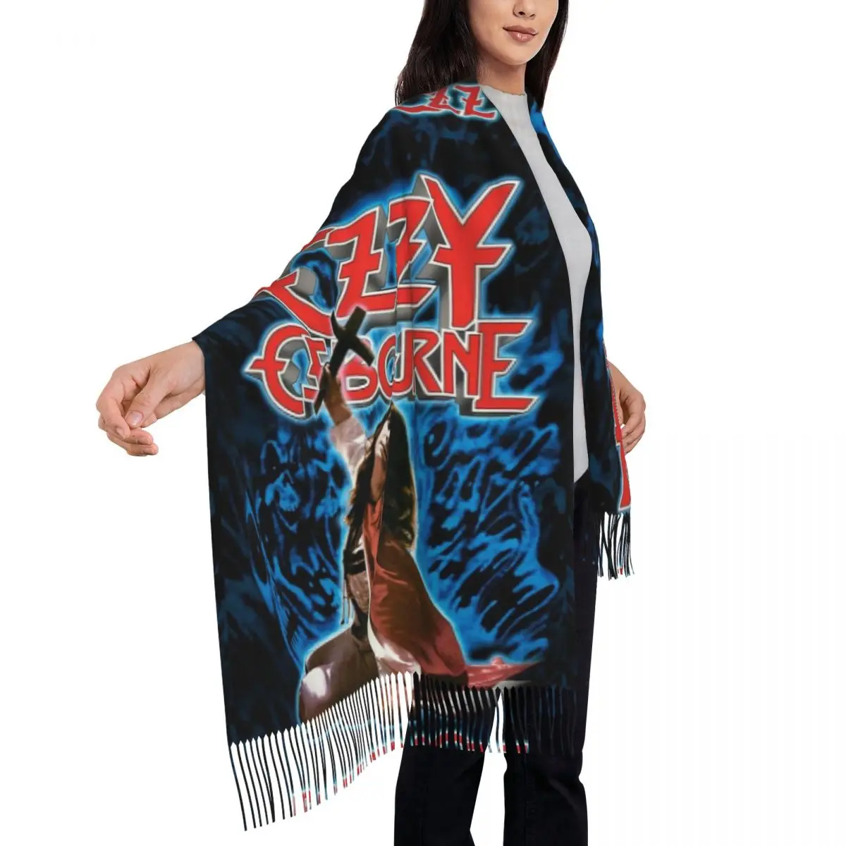 Ozzy Osbourne Prince Of Darkness Scarf Wrap Women Long Winter Fall Warm Tassel Shawl Unisex Heavy Metal Band Rock Scarves