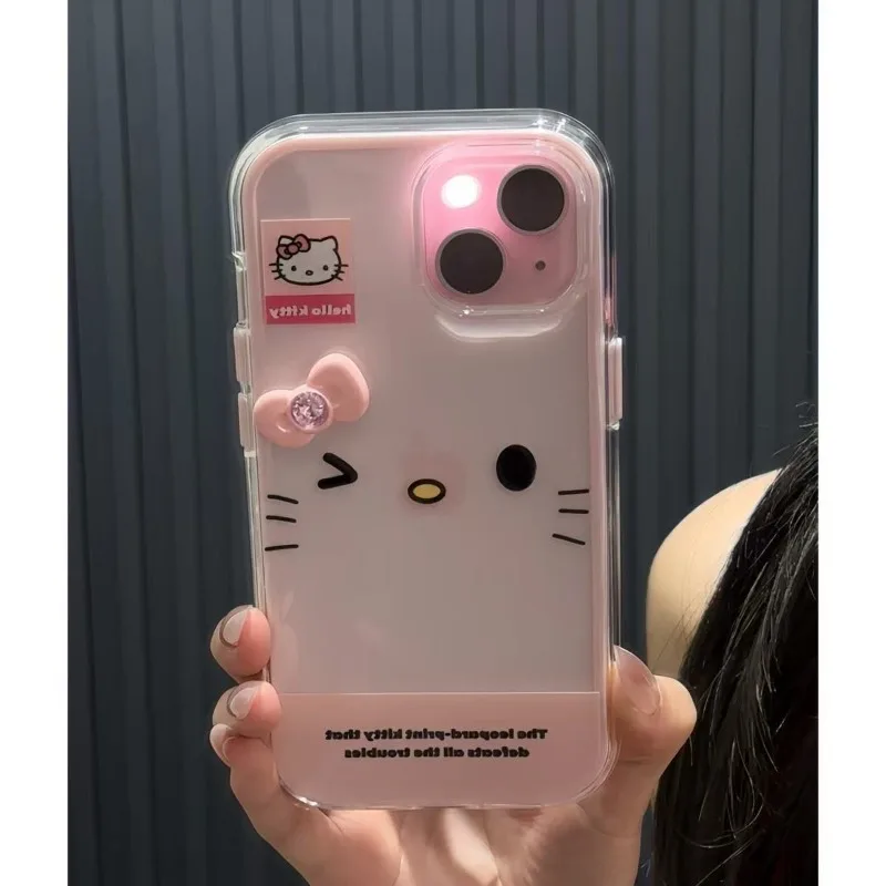 

Cartoon Character Hello Kitty Transparent Silicone Phone Case for IPhone 17 Pro Max 16 15 Plus 14 13 Pro Back Cover Girls Gift