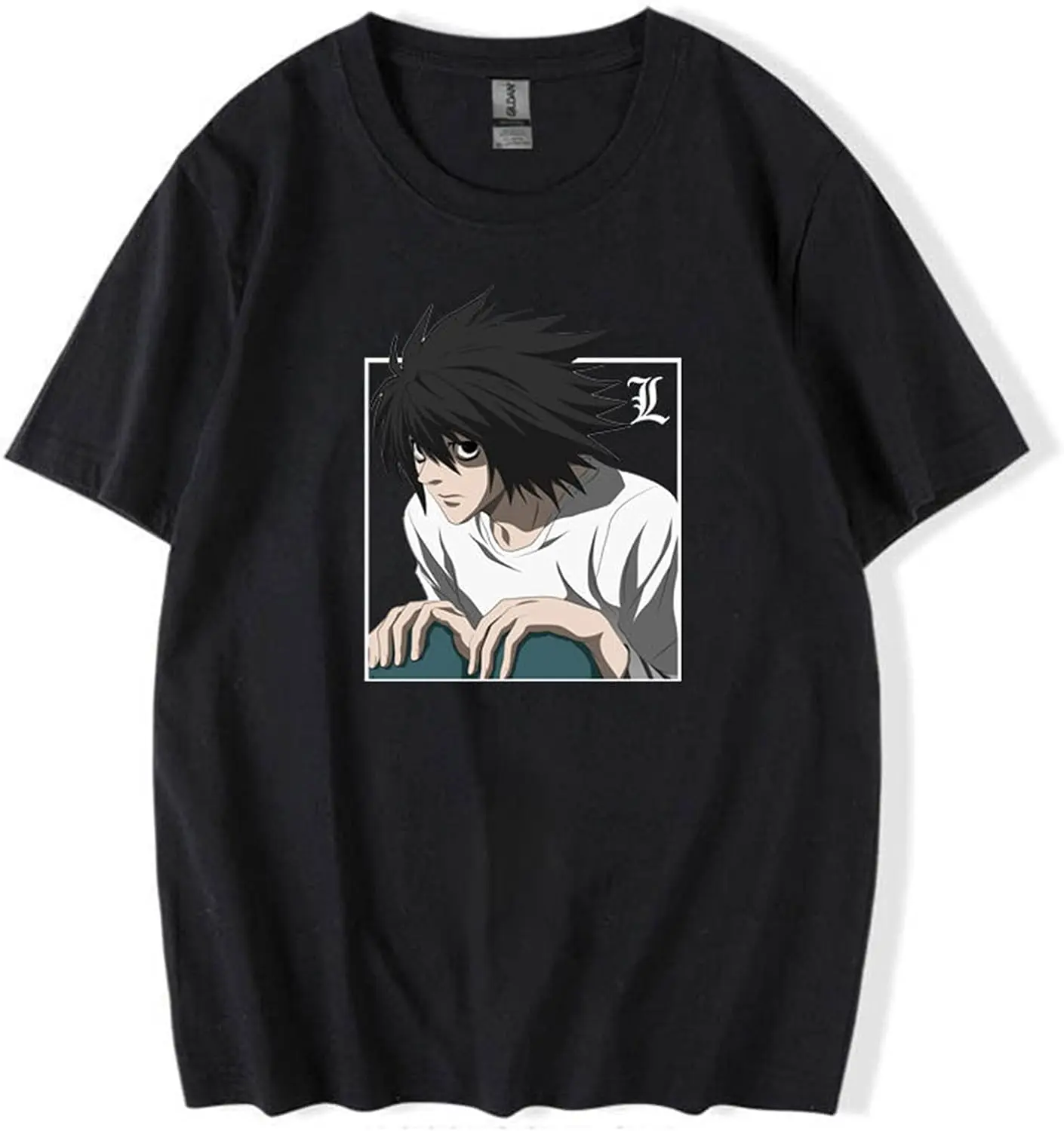 

Anime Death Note Printed Graphic T-Shirt L·Lawliet Kurzarm Baumwoll-T-Shirts für Männer Frauen Jugendliche