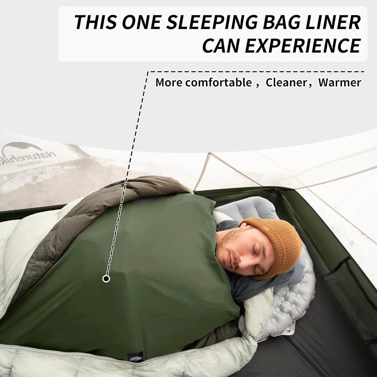 Naturehike خفيفة المحمولة المومياء كيس النوم بطانة 128 جرام قابل للغسل واحدة السفر فندق التخييم كيس النوم بطانة #4