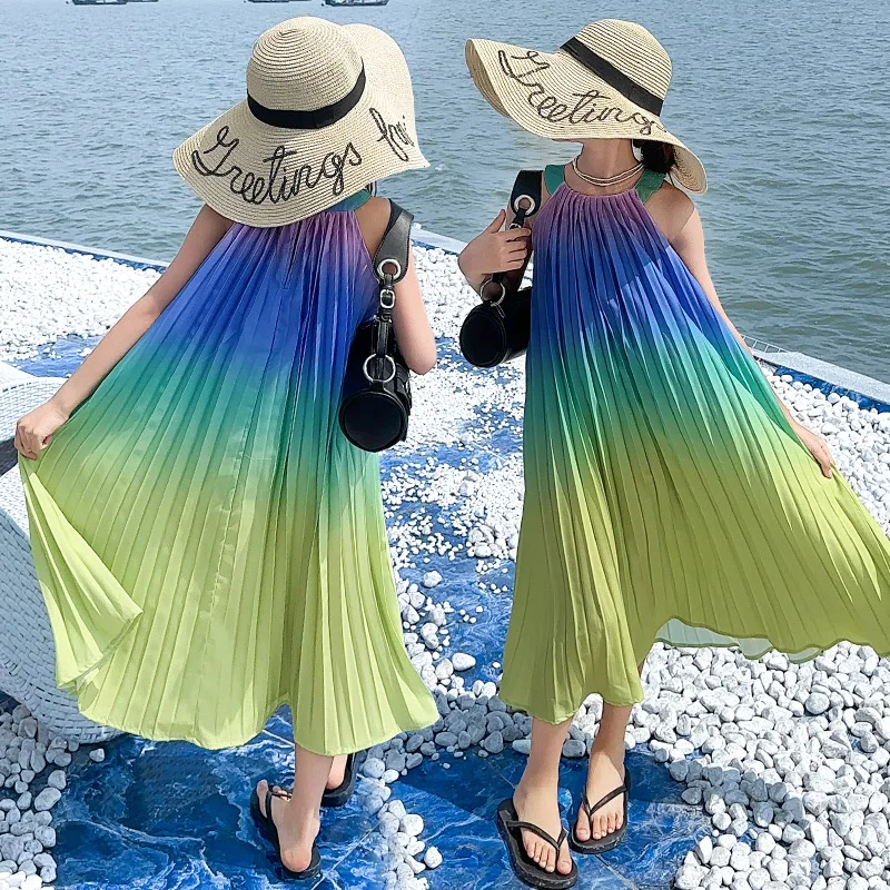 

2025 New Summer Kids Long Beach Sundress for Girls Casual Holiday Dress for Teenage Child Dressed in Vacation Outfits Clothing