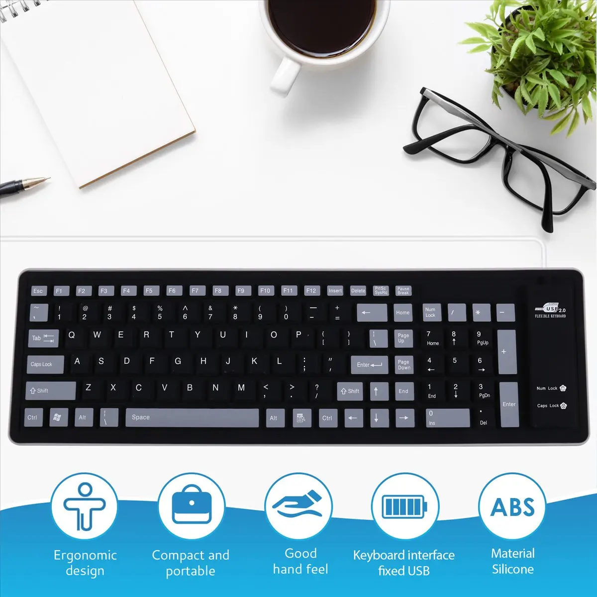 Super SalePortable Silent Foldable Silicone Keyboard Usb Flexible Soft Waterproof Roll Up Keyboard for Pc Laptop