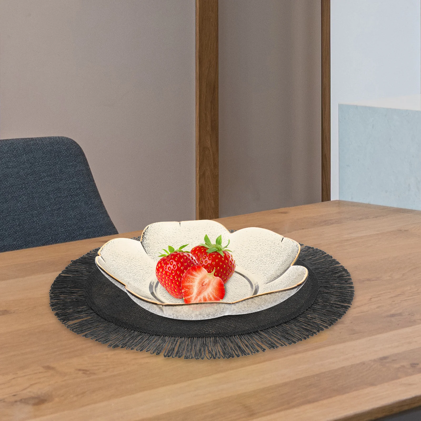

2pcs Round Placemat Woven Style Dining Table Coaster Cutlery Mat Household Insulated Placemats For Home Café Anti-Scalding Heat