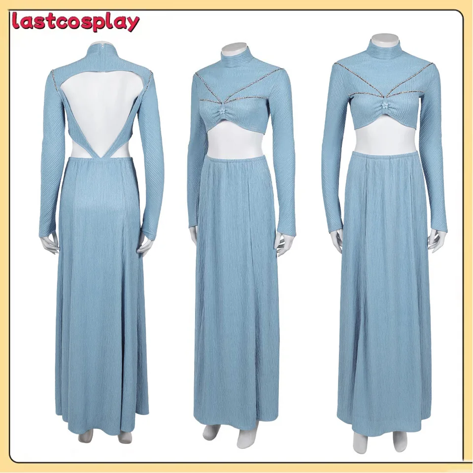 

Movie Space Battle Roleplay Padme Cosplay Amidala Costume Blue Shirt Skirt Outfits Halloween Carnival Disguise Party Dress Suit