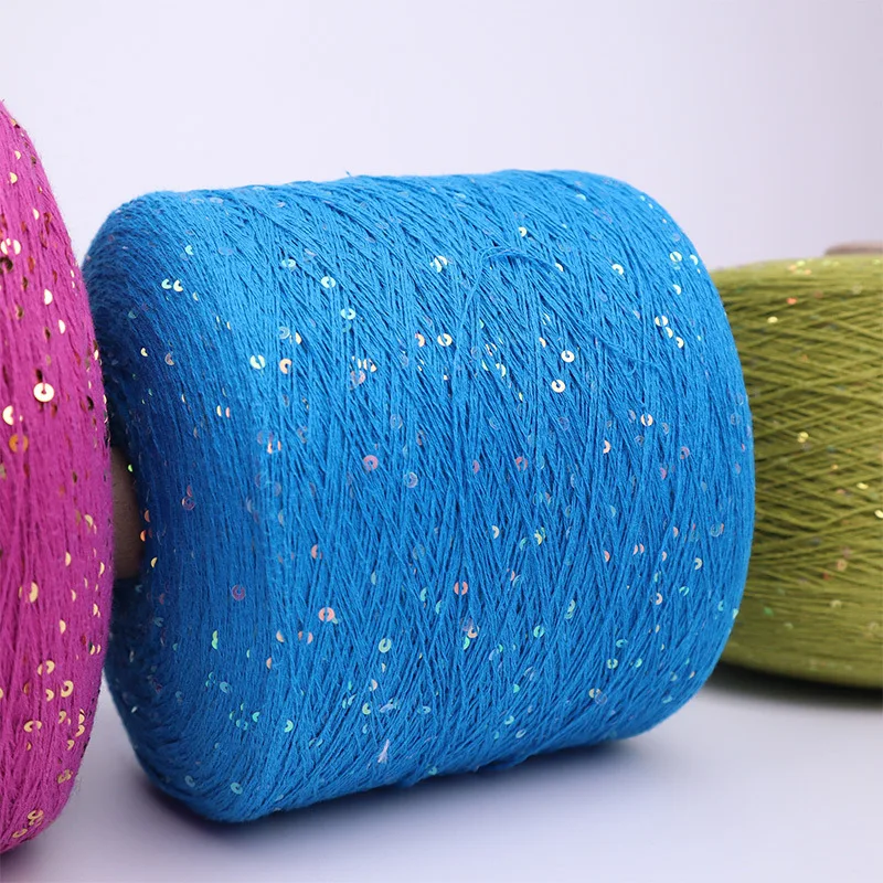 

1 кг/шт. Весенне-летняя пряжа из чистого хлопка с пайетками для рукоделия, вязания крючком, шалей и сумок