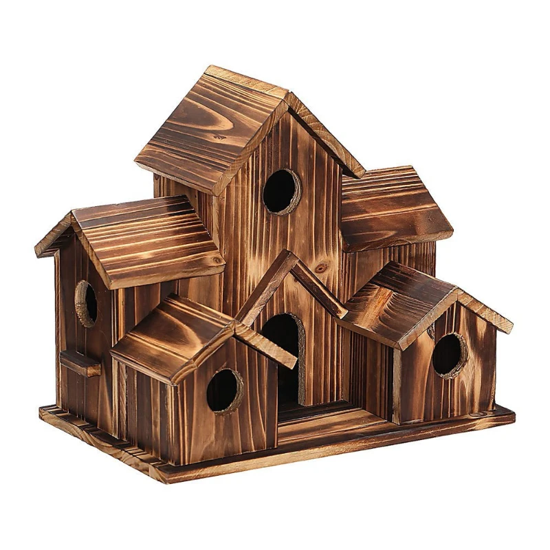 Imagem -05 - Artesanato de Madeira Pendurado Alimentador de Pássaro Beija-flor Birdhouse Decoração de Casa de Pássaro de Madeira Maciça Estilo Cottage ao ar Livre