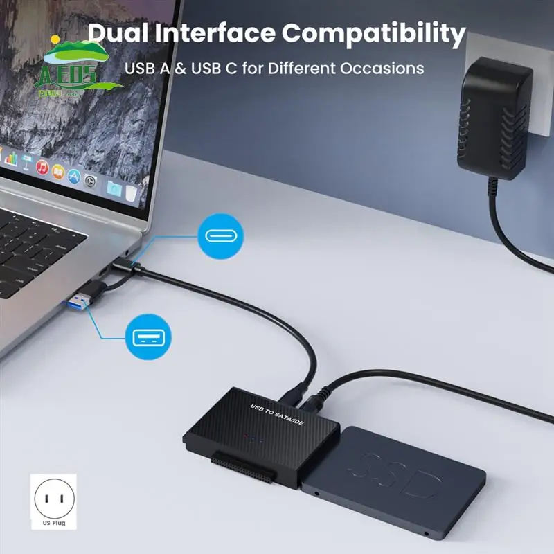 

AED5-USB3.0 Адаптер жесткого диска USB3.0 к SATA IDE Кабель Easy Drive 2,5-дюймовый 3,5-кабель-адаптер с вилкой стандарта США