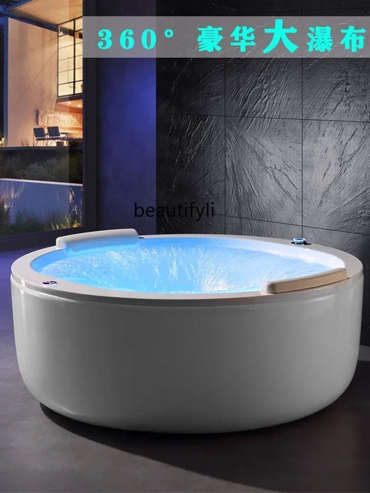 

smt03 SS newAcrylic Multifunctional Surf Jacuzzi Intelligent Constant Heating Round Waterfall Bath