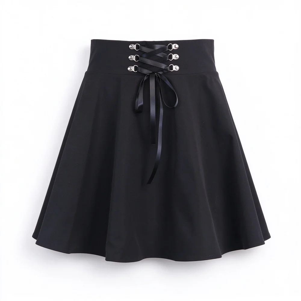 High Waisted Women's Flared Mini Skater Skirt Versatile Basic Black Casual A Line Skirt Harajuku Streetwear School Daily Outfit
