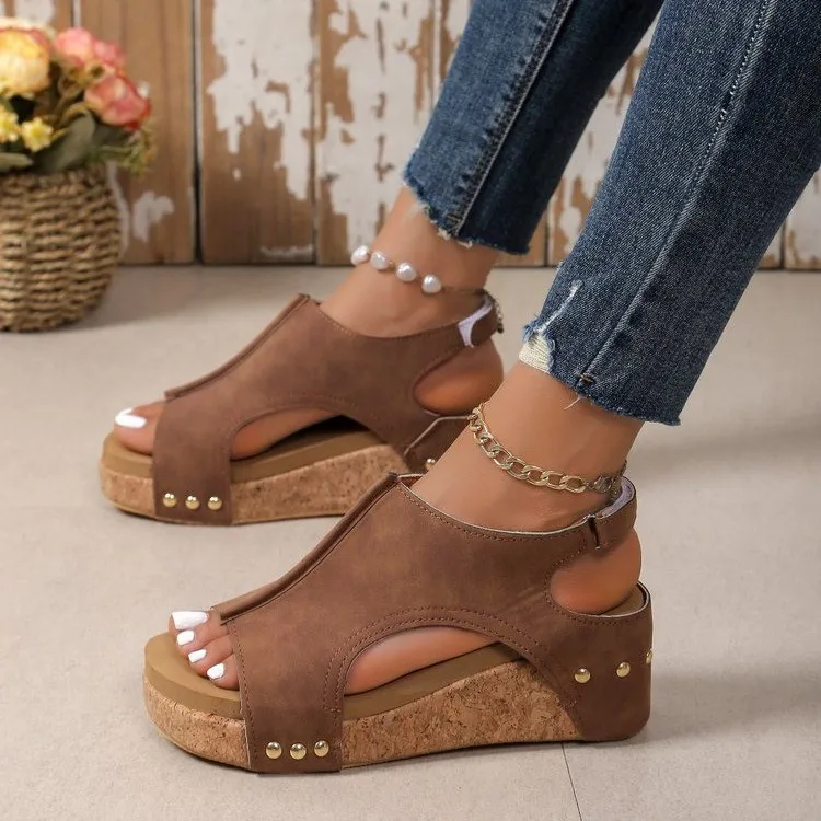 

Summer New Platform Platform Simple Muffin Bottom Open-toe Sandals Chain Fashion Casual Large Size High-heeled Women's Sandals