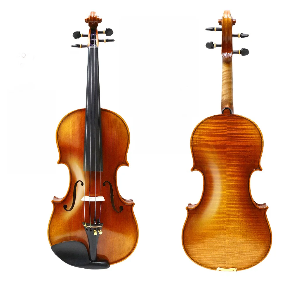 New Handmade Violin 4/4 Full Size Flamed Maple Wood Ebony Fittings Brazilian Bow Unbleached Real Hoursehair Lightweight Case