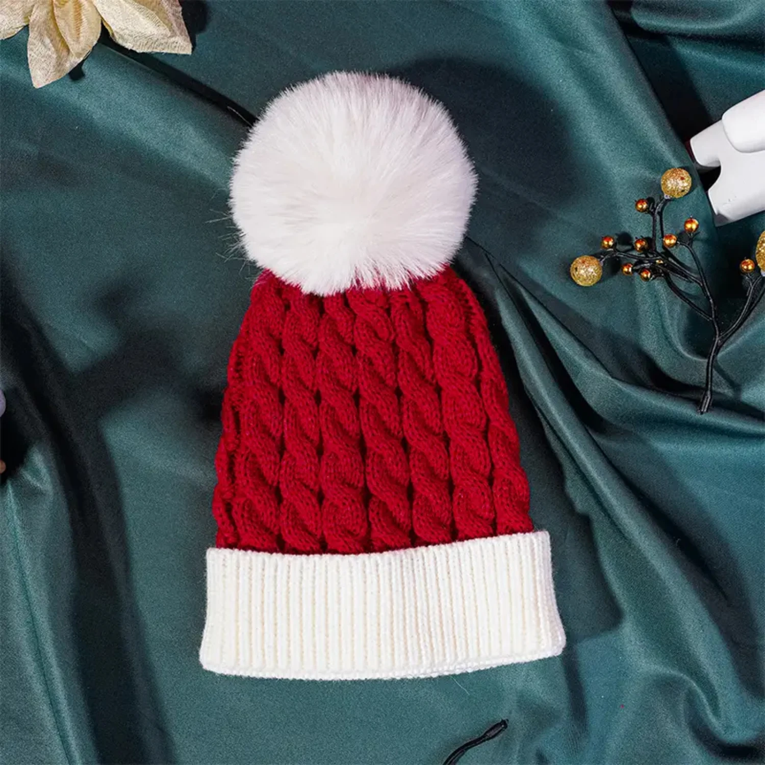 1 peça de chapéu infantil de malha Colorblock de Natal