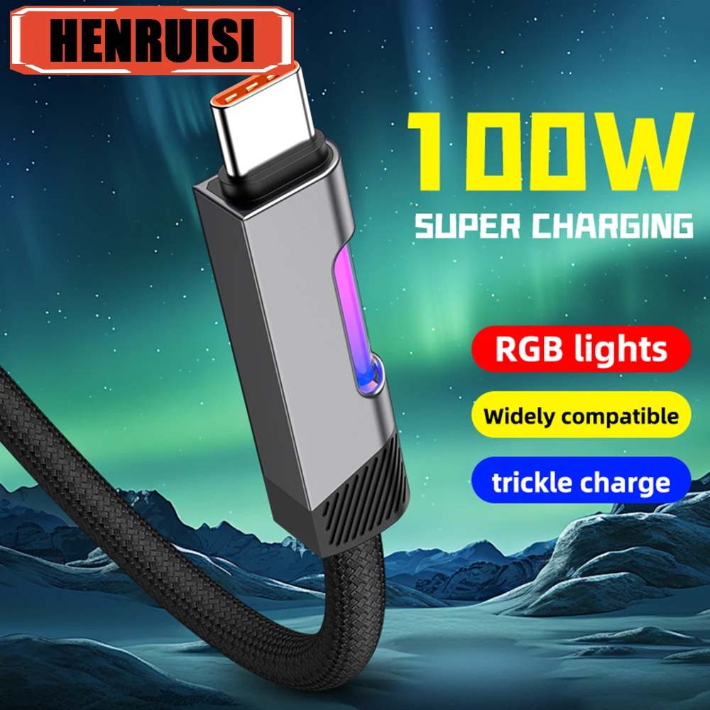 100W 6A Type C Cable Super Fast Charging USB Cable Usb C Charger Cable Data Cord for iPhone 16 15 Xiaomi Huawei 1M/2M