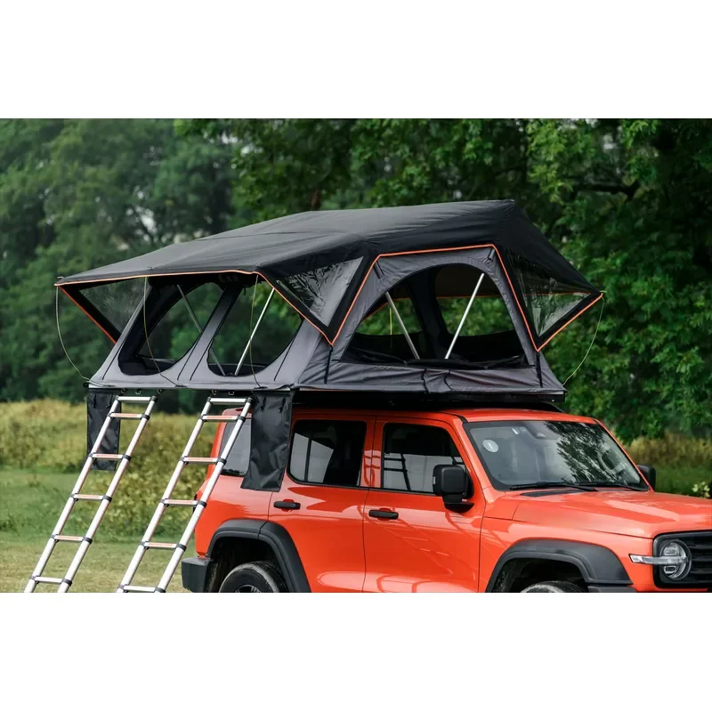 Rainproof Aluminum 4x4 Car Roof Tent Annex Room 4-Person Camping Automatic Canvas Ladder Soft Shell Rooftop Roof Top SUV