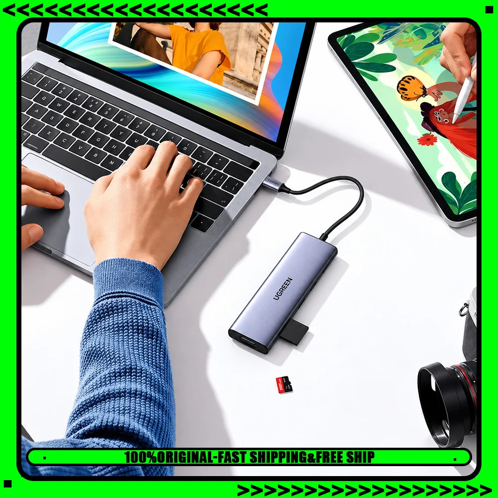 UGREEN CM498 25043 10-in-1 USB-C Hub, 4K 60Hz HDMI, VGA, Gigabit Ethernet, 3 USB 3.0, SD/TF, 100W PD, 3.5mm Audio
