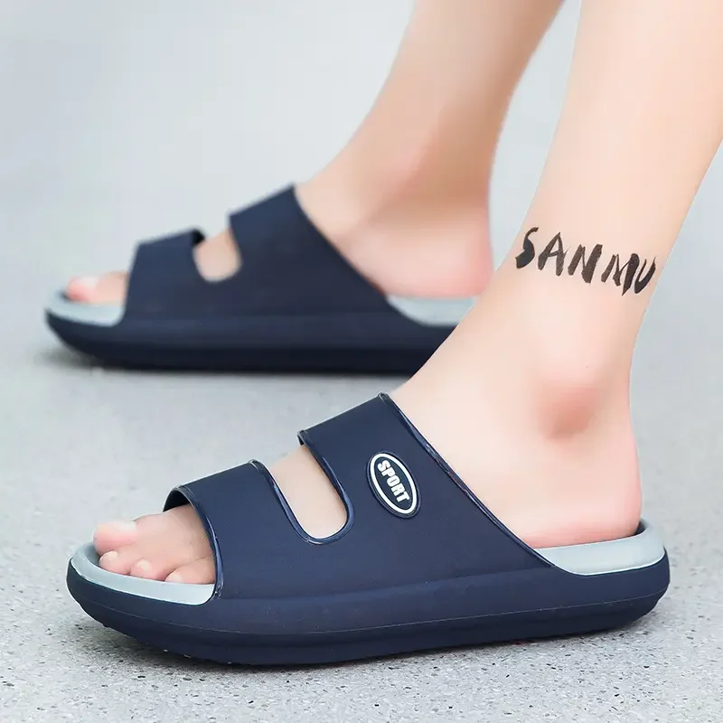 Men's thick-soled slippers, non-slip, soft sole, single-strap slippers for outdoor fashion (only the beige ones glow)
