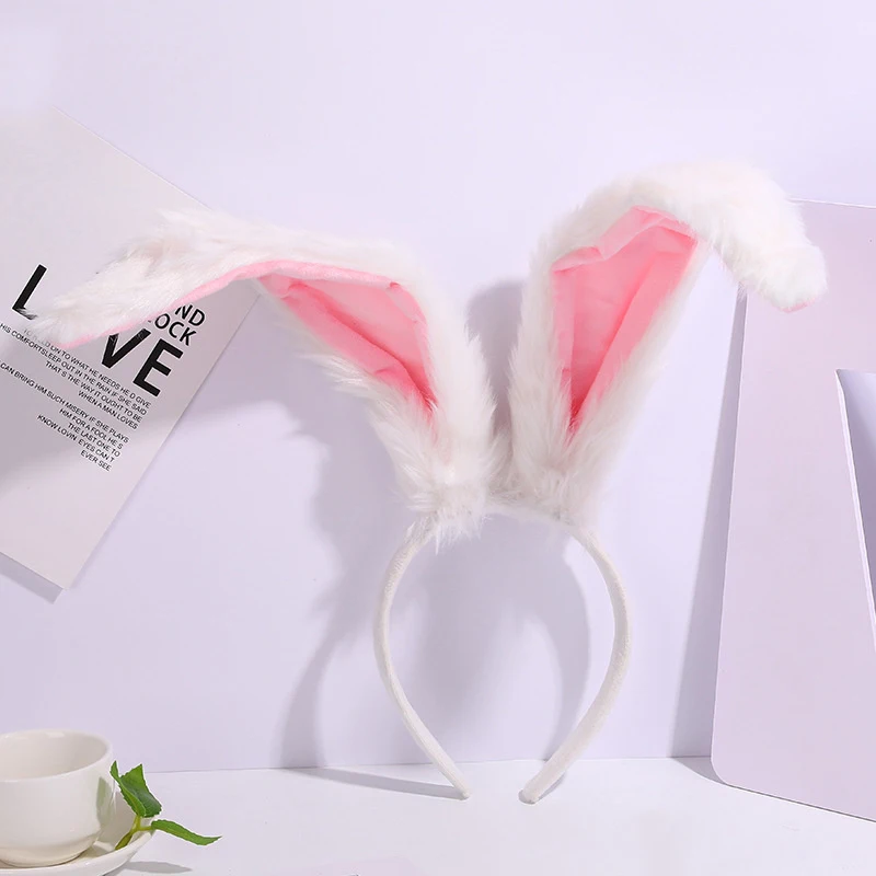 Girls Plush Long Rabbit Ear Hair Bands Headwear Headband Dress Accesorios Women Girl Cosplay Lolita Cosplay Hair Accessories