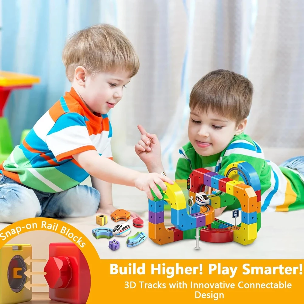 123Pcs Magic Stereo 3D Track Car Toy Flexible Rail Assembling Playset Educational Interactive Toy for Children Indoor Play Birthday Gift