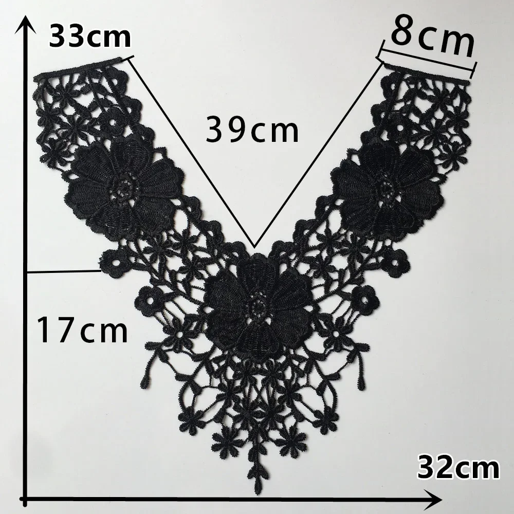 Black and white hollow polyester embroidery Wholesale sales of 1-10 piece  sewing lace DIY decorative clothing accessories