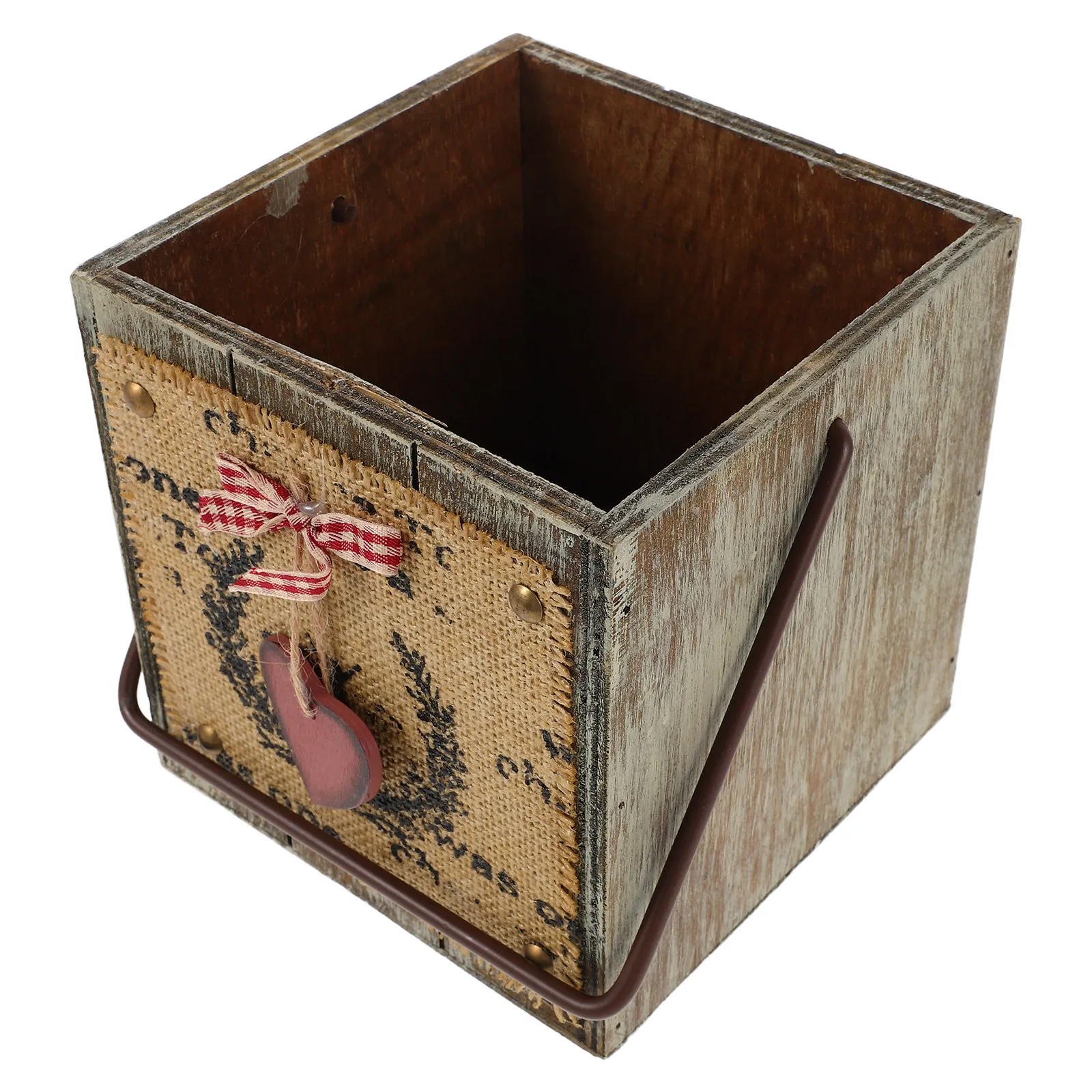 Rustic Wood Planter Box Vintage Farmhouse Decorative Square Succulent Pot for Desk Coffee Table Windowsill Indoor Office Home