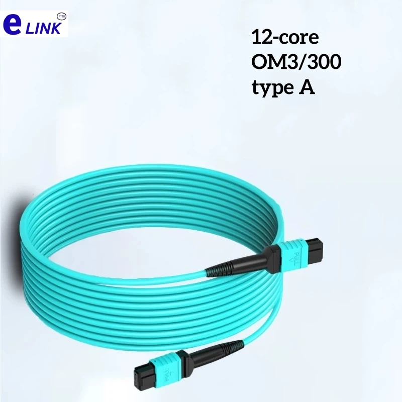 MPO الألياف patchcord 12 النوى OM3-300 أنثى نوع A 5 متر 10m15m البصرية التصحيح الرصاص كابل مستدير أكوا OM3 MPO-MPO 12 حبلا ftth الطائر