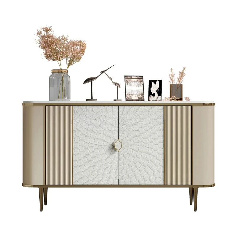 

Modern light luxury home entrance cabinet marble solid wood simple shell storage side cabinet