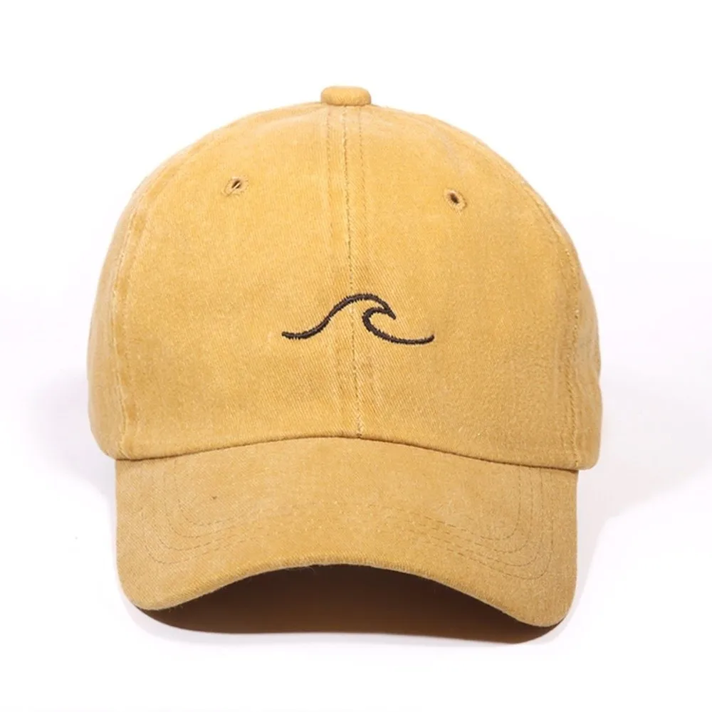 Fashion Wave Pattern Embroidery Baseball Hat Solid Color Casual Baseball Cap Wide Brim Sun Hat Men