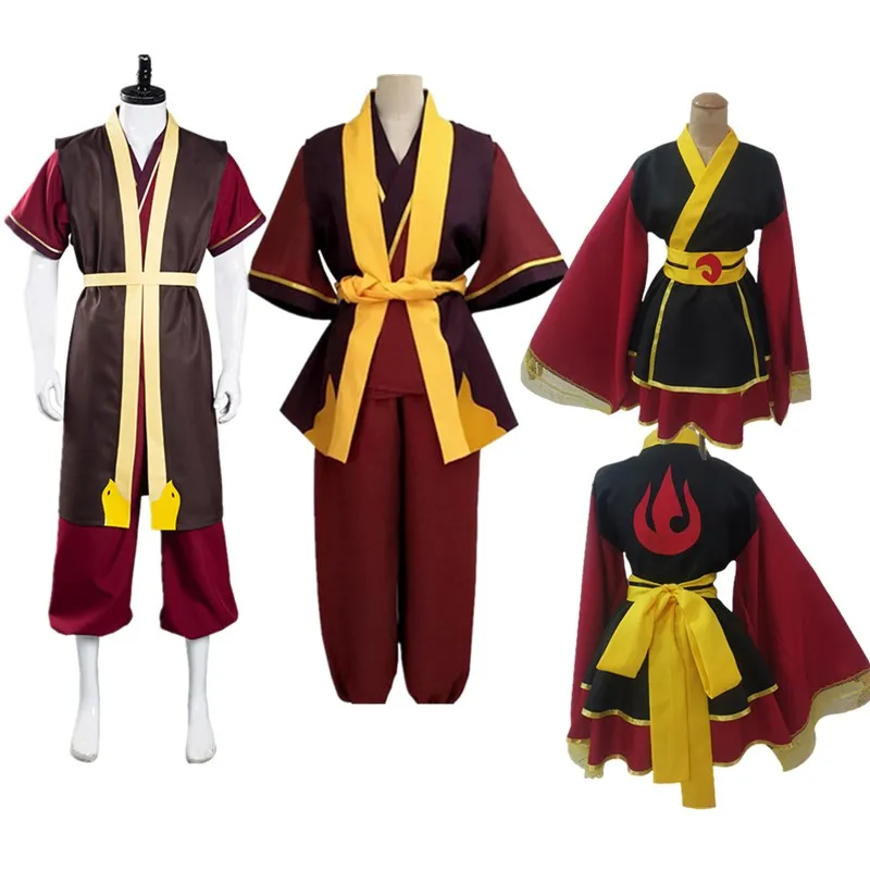 

Zuko Cosplay Costume Avatar Fantasy Adult Women Lolita Kimono Dress Men Top Pants Belt Outfits Halloween Carnival Party Suit