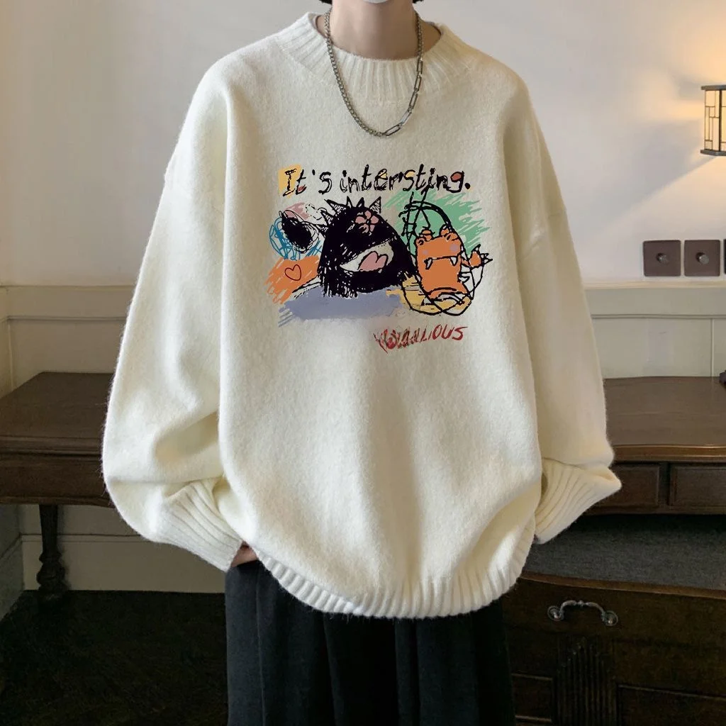 

Парные вязаные свитера на осень-зиму с высоким воротником, мужские модные свободные посадки, удобные мягкие материалы, длинный све