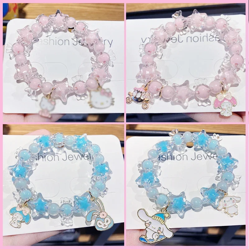 HelloKittys Sanrioed Y2k Bracelet DIY Rope Anime Melodys Kuromis Cinnamorolls Cartoon Fashion Bracelet Good Friend Lovers Gift