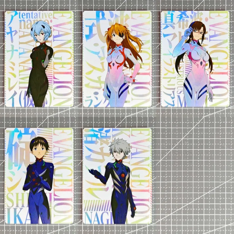 5 ชิ้น/เซ็ตอะนิเมะ EVA Ikari Shinji Ayanami Rei Asuka Langley Soryu Nagisa Kaworu Mari Makinami Illustrious เกมคอลเลกชันการ์ดและ y