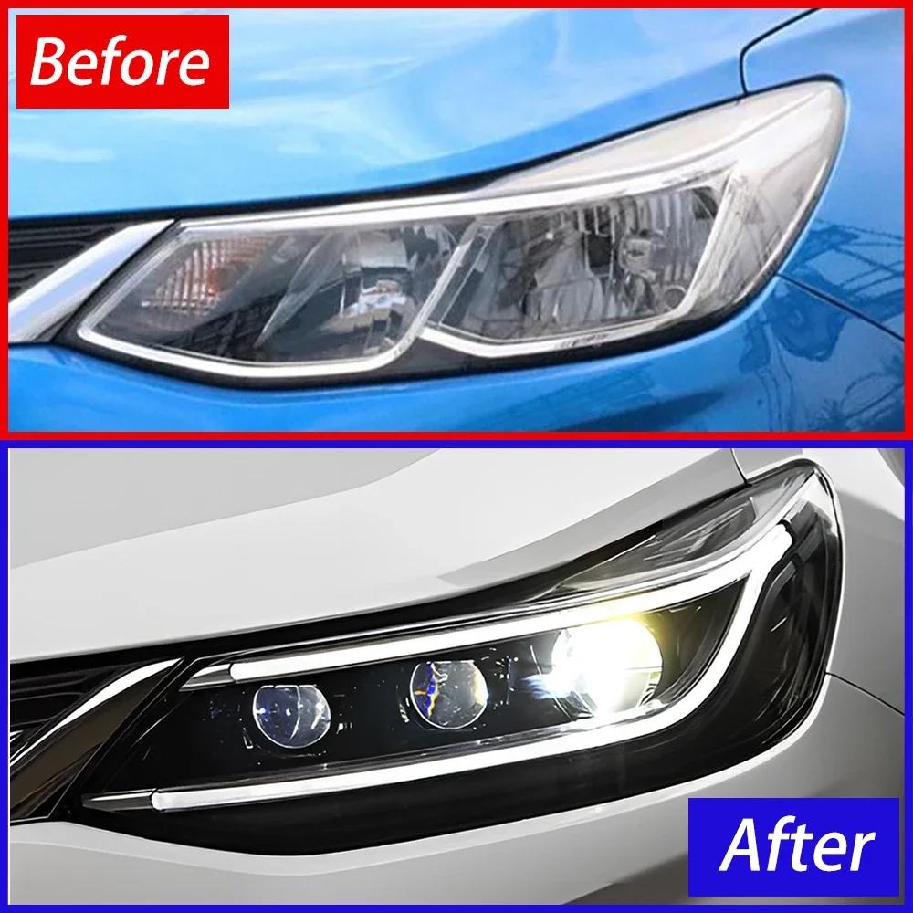 Car Front Lamps For Chevrolet Cruze 2017-2019 Auto Headlights Assembly Upgrade LED  Dynamic Streamer Projector Lens Accessories