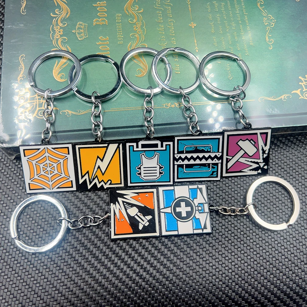 Радужный игровой логотип, мультяшный эмалированный брелок, шесть сезонных FROST, ROOK, BUOK, Sledge,ELA,MUTE,ASH,GLAZ, брелок для ключей с оператором, ювелирные изделия, подарки