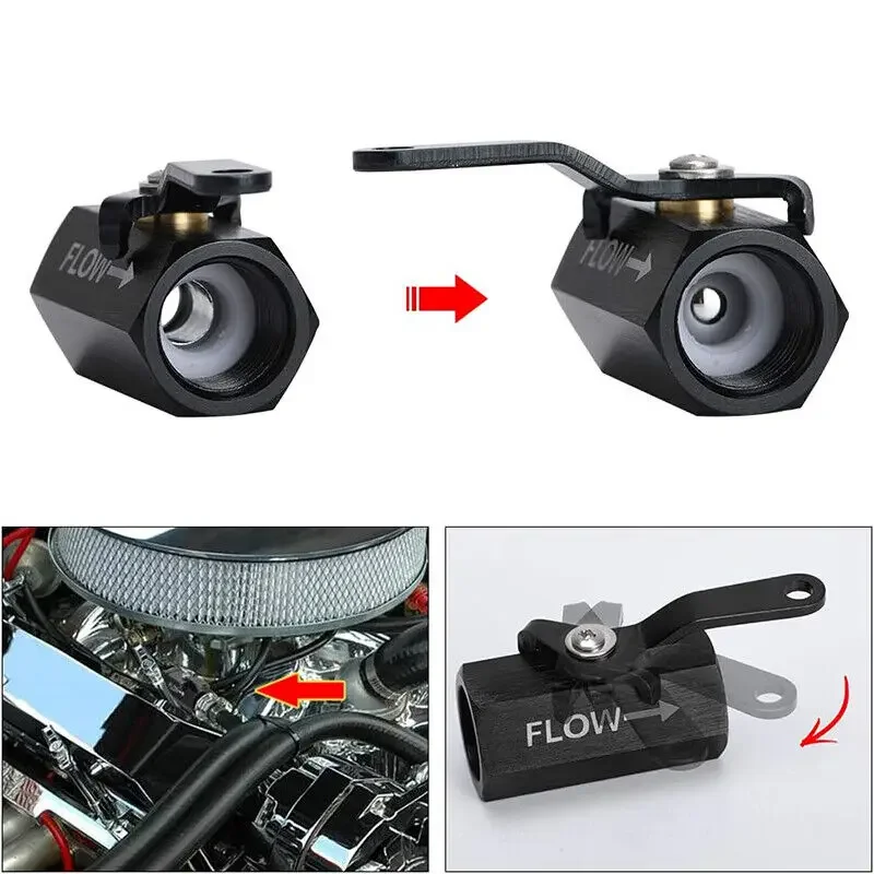 AN6 AN8 AN10 صمام إيقاف الوقود المضمن من الألومنيوم للتحكم في التدفق مع رافعة كابل أسود