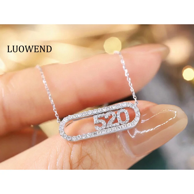 LUOWEND 18K White Gold Necklace Romantic 