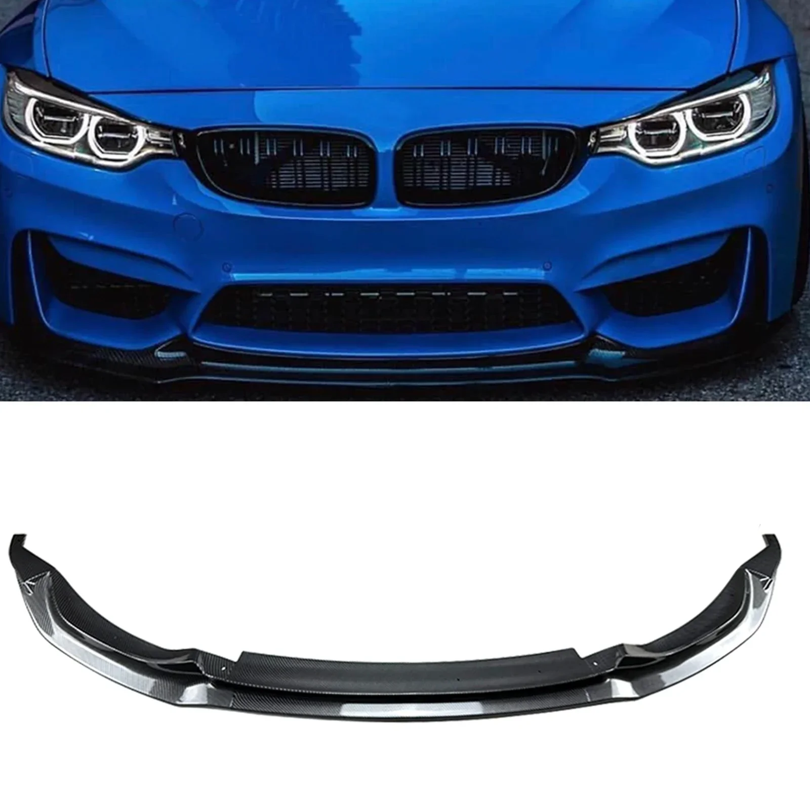 

New！ Front Bumper Spoiler Lip Carbon Fiber Look/Gloss Black Lower Splitter Blade Protector Kit For BMW M3 F80 M4 F82 F83 2015-20